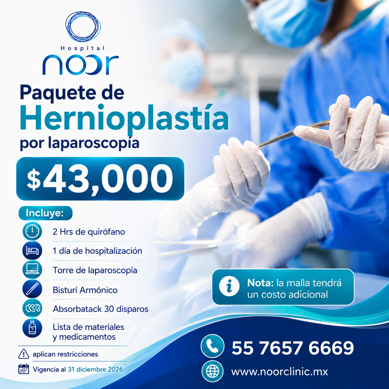 Paquete Hernioplastía por Laparoscopía