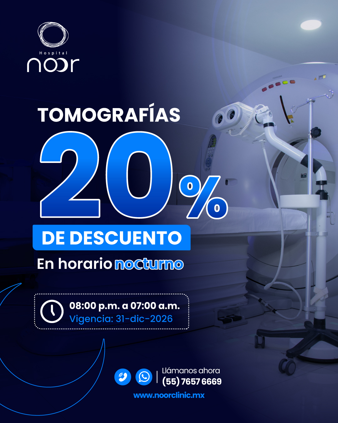 Tomografías 20% de descuento en horario nocturno